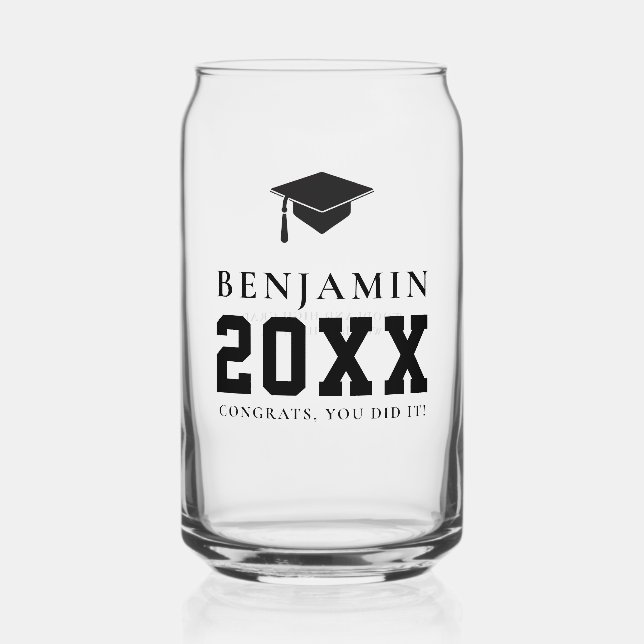 Black Graduation Cap Personalisiert einfaches Gran Dosenglas (Vorderseite)