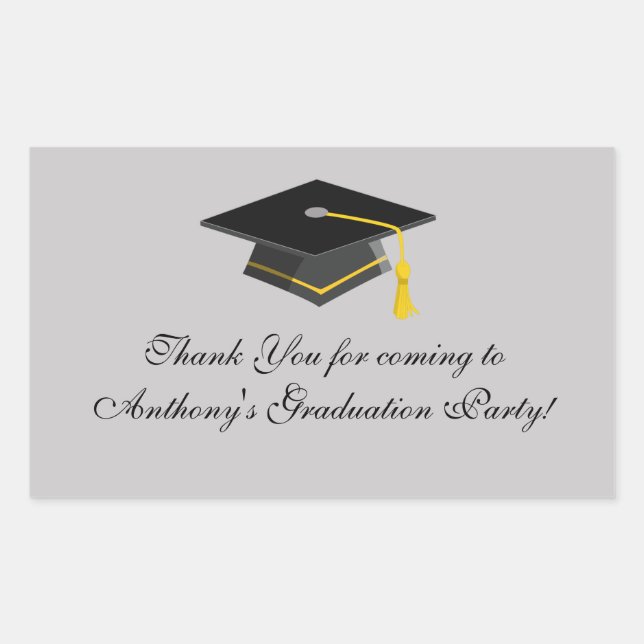 Black Graduation Cap Vielen Dank Rectangle Sticker (Vorderseite)