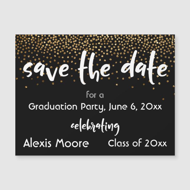 Black Graduation Party Save the Date Magnetkarte (Vorderseite)