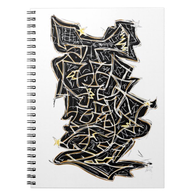 Black Graffiti Letters Notebook Notizblock (Vorderseite)