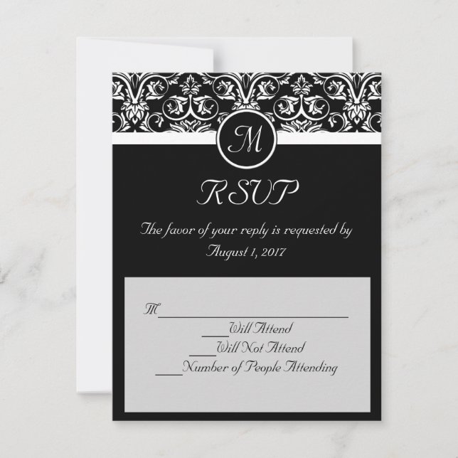 Black Grand Insigna Wedding Matching UAWG RSVP Karte (Vorderseite)