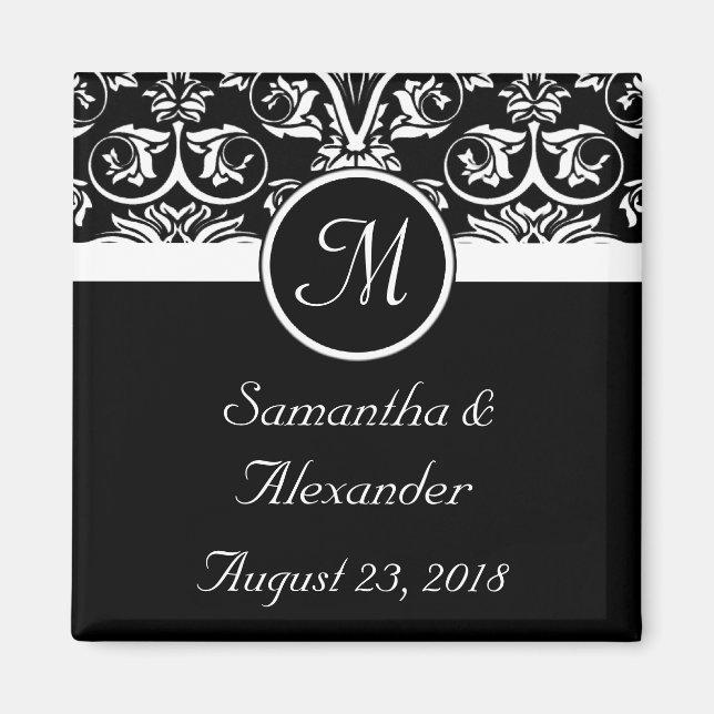 Black Grand Insignia Monogram Gevor /Save the Date Magnet (Vorne)