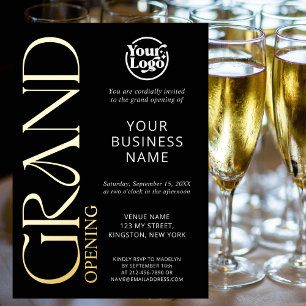Black Grand Opening Business Logo Modern Folieneinladung