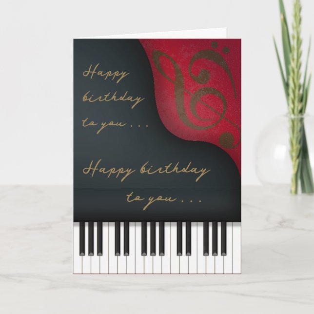Black Grand Piano Charme Custom Geburtstag Karte (Vorderseite)