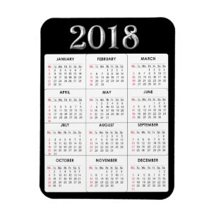 Black Gray 2018 Calendar Kühlschrank Magnet