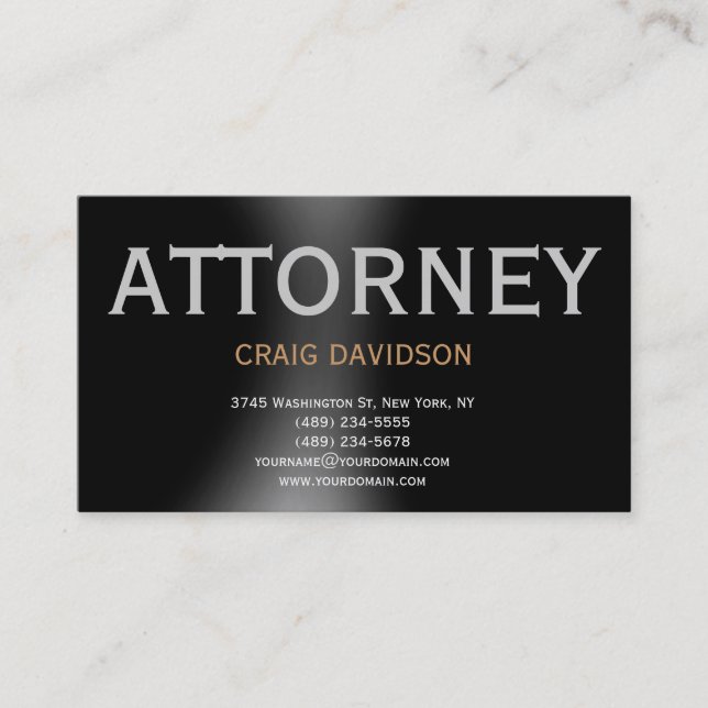 Black Gray Anwältin auf Law Business Card Visitenkarte (Vorderseite)