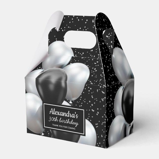 Black Gray Balloon Chic Danke zum Geburtstag Geschenkschachtel (Vorderseite)