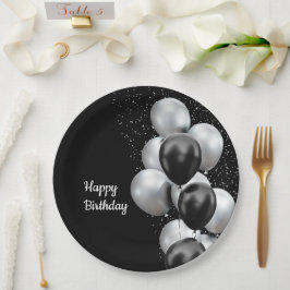 Black Gray Balloon Chic Pappteller