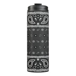 Black Gray Bandana Paisley Country Hip Hop Cowboy Thermosbecher