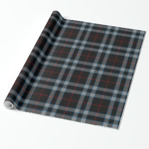 Black Gray Blue Tartan Kariert Geschenkpapier