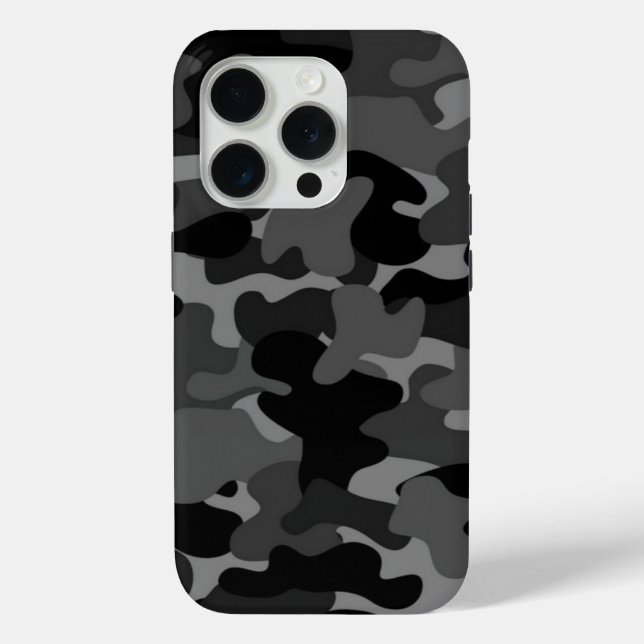 Black Gray Camouflage Case-Mate iPhone Hülle (Rückseite)