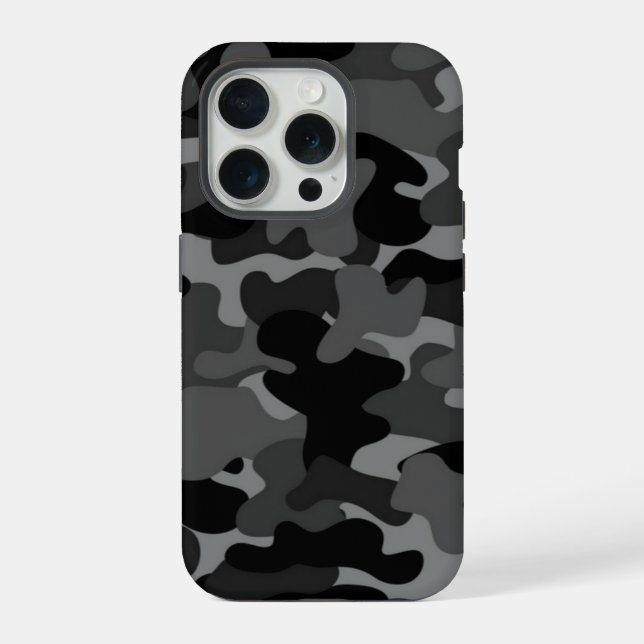 Black Gray Camouflage iPhone Hülle (Rückseite)