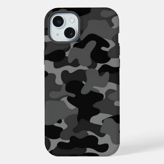 Black Gray Camouflage iPhone Hülle (Rückseite)