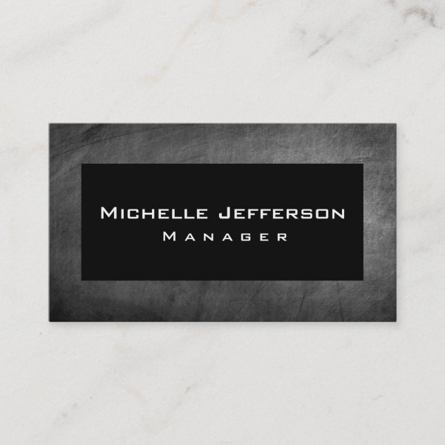 Black Gray Chalkboard Manager Business Card Visitenkarte (Vorderseite)
