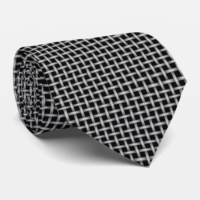 Black Gray Crossweave Men's Krawatte (Gerollt)