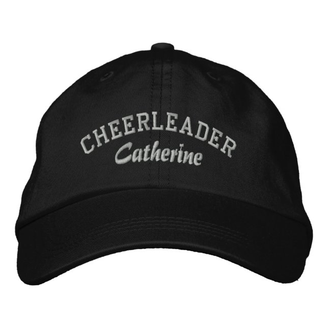 Black & Gray Custom Cheerleader's Hat Bestickte Kappe (Vorderseite)