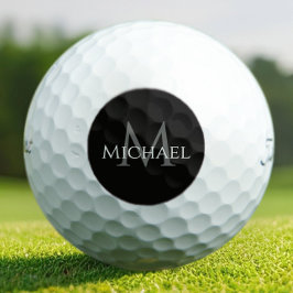 Black Gray Custom Monogram Name Initial  Golfball