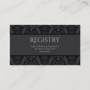 Black & Gray Damask Wedding Registry Card Begleitkarte