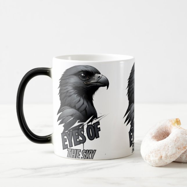 Black Gray Eagle Line Art Verwandlungstasse (Mit Donut)