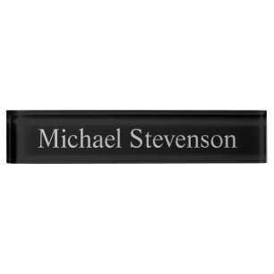 Black Gray Elegante Moderne Business Namplate Namensplakette
