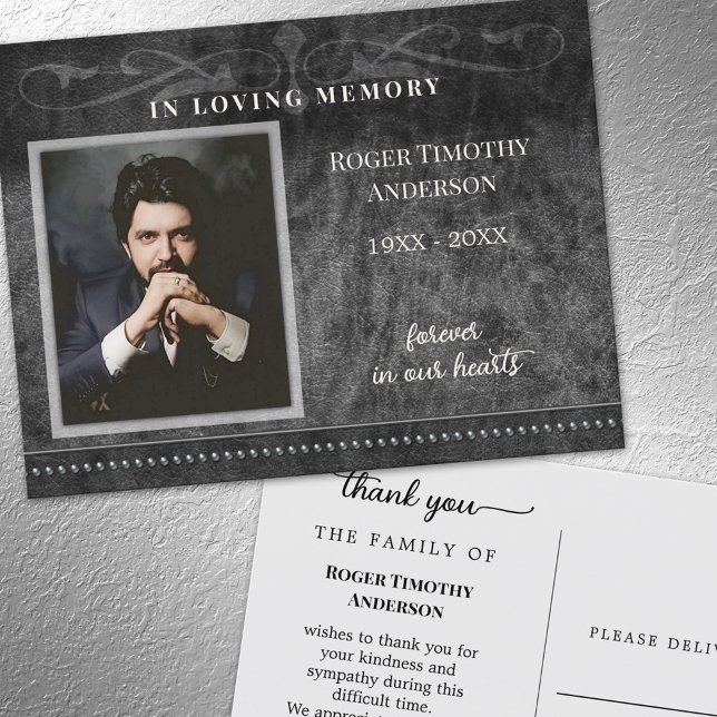 Black Gray Foto in Love Memory Vielen Dank Postkarte (Von Creator hochgeladen)