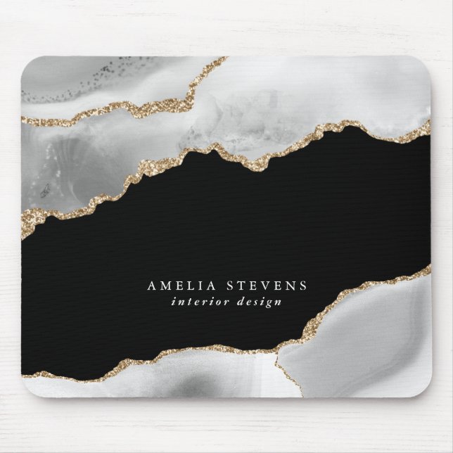 Black, Gray & Gold Agate Business Mousepad (Vorne)