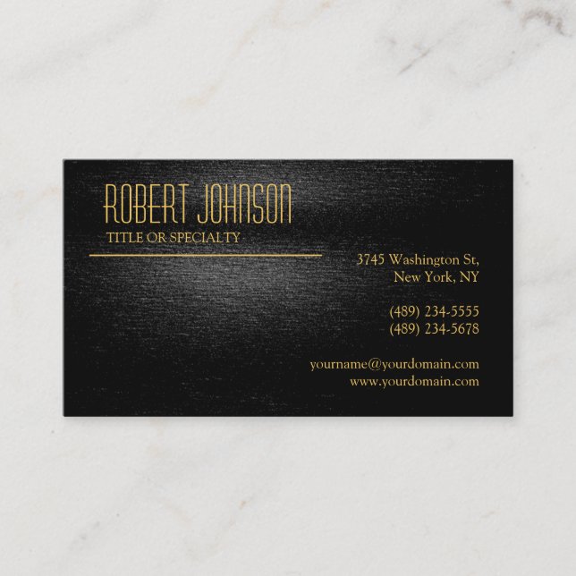 Black Gray Gold Business Card Visitenkarte (Vorderseite)