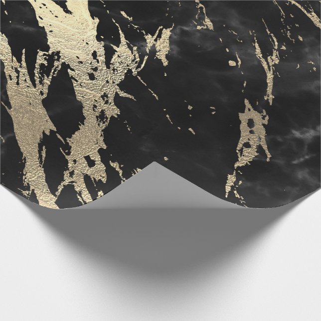 Black Gray Gold Marmor Shiny VIP Geschenkpapier (Ecke)
