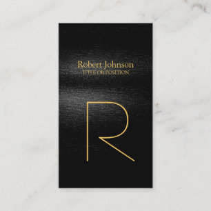 Black Gray Gold Monogram Business Card Visitenkarte