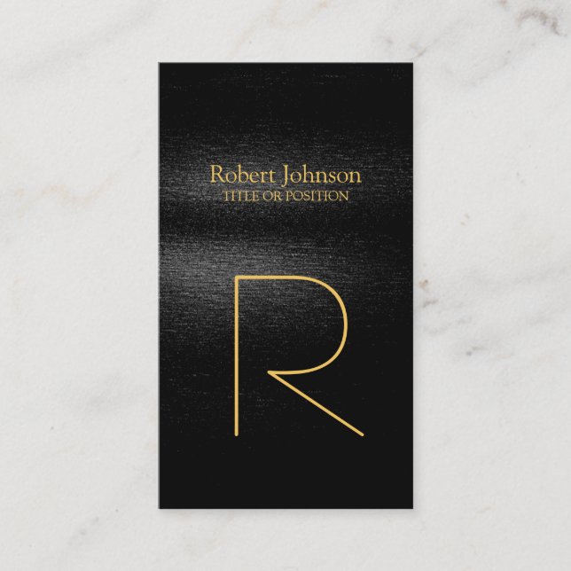 Black Gray Gold Monogram Business Card Visitenkarte (Vorderseite)