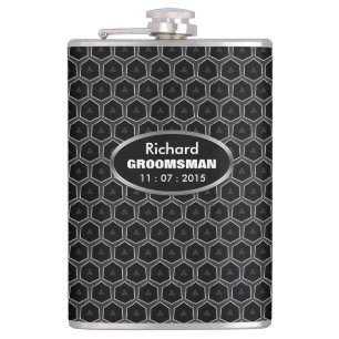 Black Gray Grill Honeycomb Trauzeugen Geschenk Flachmann