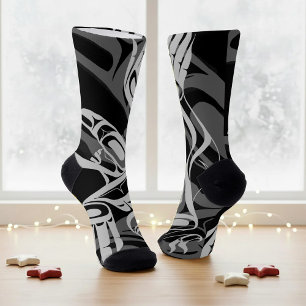 Black Gray Haida Eagle Thunder Bird Nationaler Art Socken