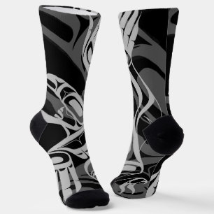 Black Gray Haida Eagle Thunder Bird Nationaler Art Socken