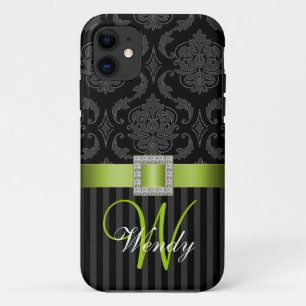 Black Gray Limon Geen Damask Stripes iPhone 5 Fall Case-Mate iPhone Hülle