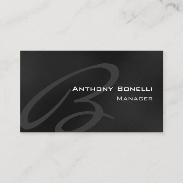 Black Gray Modern Monogram Manager Business Card Visitenkarte (Vorderseite)