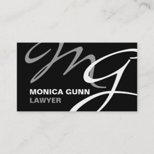 Black Gray Modern Monogram Visitenkarte