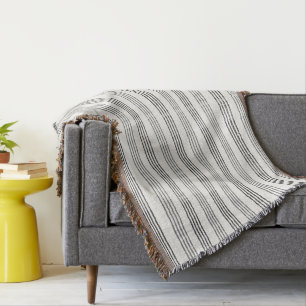 Black Gray Moderner Minimalistisch Stripe Boho Decke