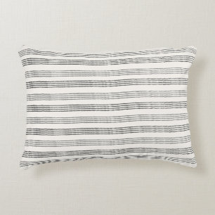 Black Gray Moderner Minimalistisch Stripe Boho Dekokissen