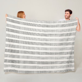 Black Gray Moderner Minimalistisch Stripe Boho Fleecedecke