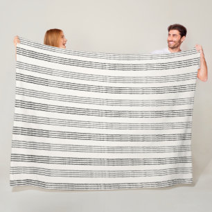 Black Gray Moderner Minimalistisch Stripe Boho Fleecedecke