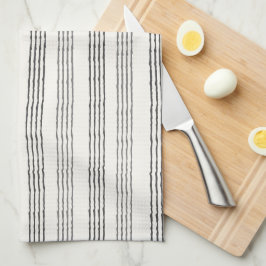 Black Gray Moderner Minimalistisch Stripe Boho Geschirrtuch