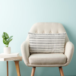 Black Gray Moderner Minimalistisch Stripe Boho Lendenkissen