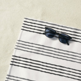 Black Gray Moderner Minimalistisch Stripe Boho Strandtuch