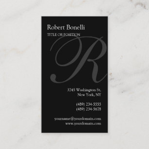 Black Gray Monogram Business Card Visitenkarte