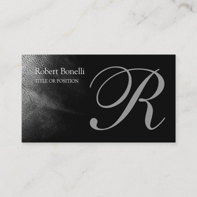 Black Gray Monogram Business Card Visitenkarte (Vorderseite)