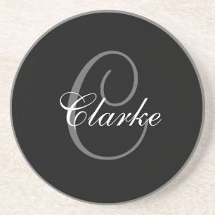 Black Gray Monogram C Wedding Anniversary Unterset Sandstein Untersetzer