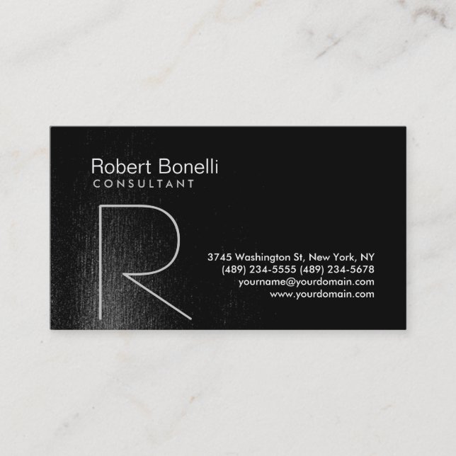 Black Gray Monogram Consultant Business Card Visitenkarte (Vorderseite)