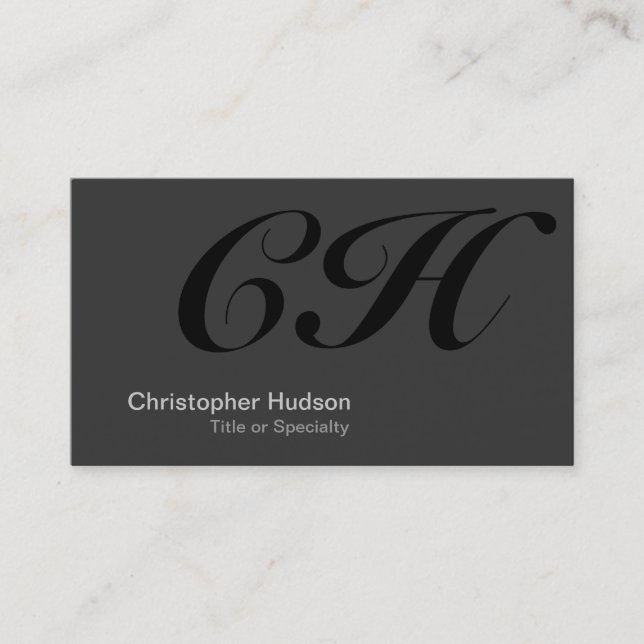 Black Gray Monogram Consultant Business Card Visitenkarte (Vorderseite)