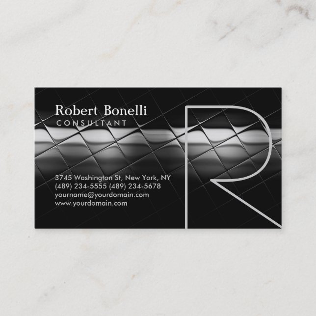 Black Gray Monogram Consultant Business Card Visitenkarte (Vorderseite)