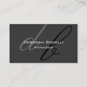 Black Gray Monogram Manager Business Card Visitenkarte